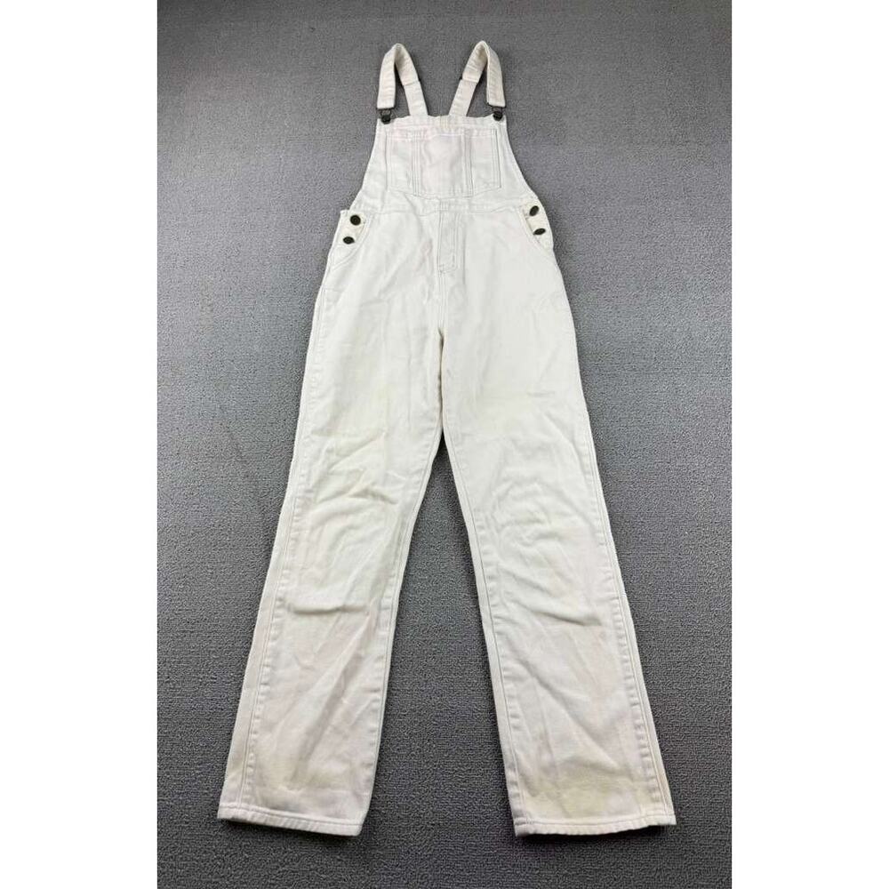 Rollas Overalls Jumpsuit Women Size 7‎ (US 0) White Adjustable Straps Denim Bib